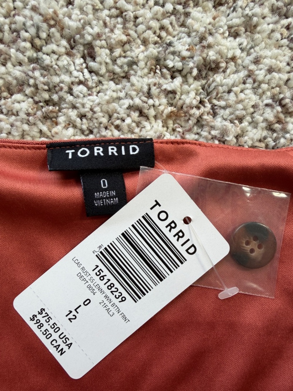 torrid Rust Button-Front V-Neck Midi Dress - Picture 2 of 7
